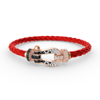 [AURORA]FORCE LARGE HORSESHOE BLACK WHITE DIAMOND BRACELET ROSE GOLD