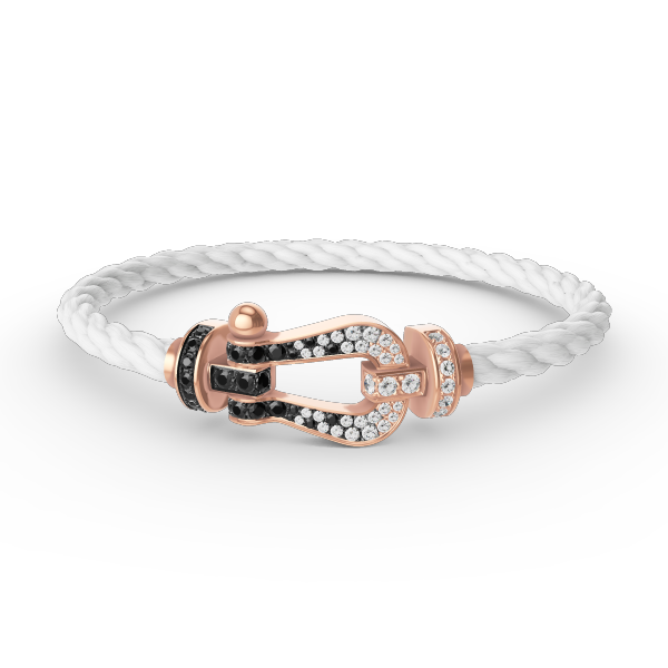 [AURORA]FORCE LARGE HORSESHOE BLACK WHITE DIAMOND BRACELET ROSE GOLD
