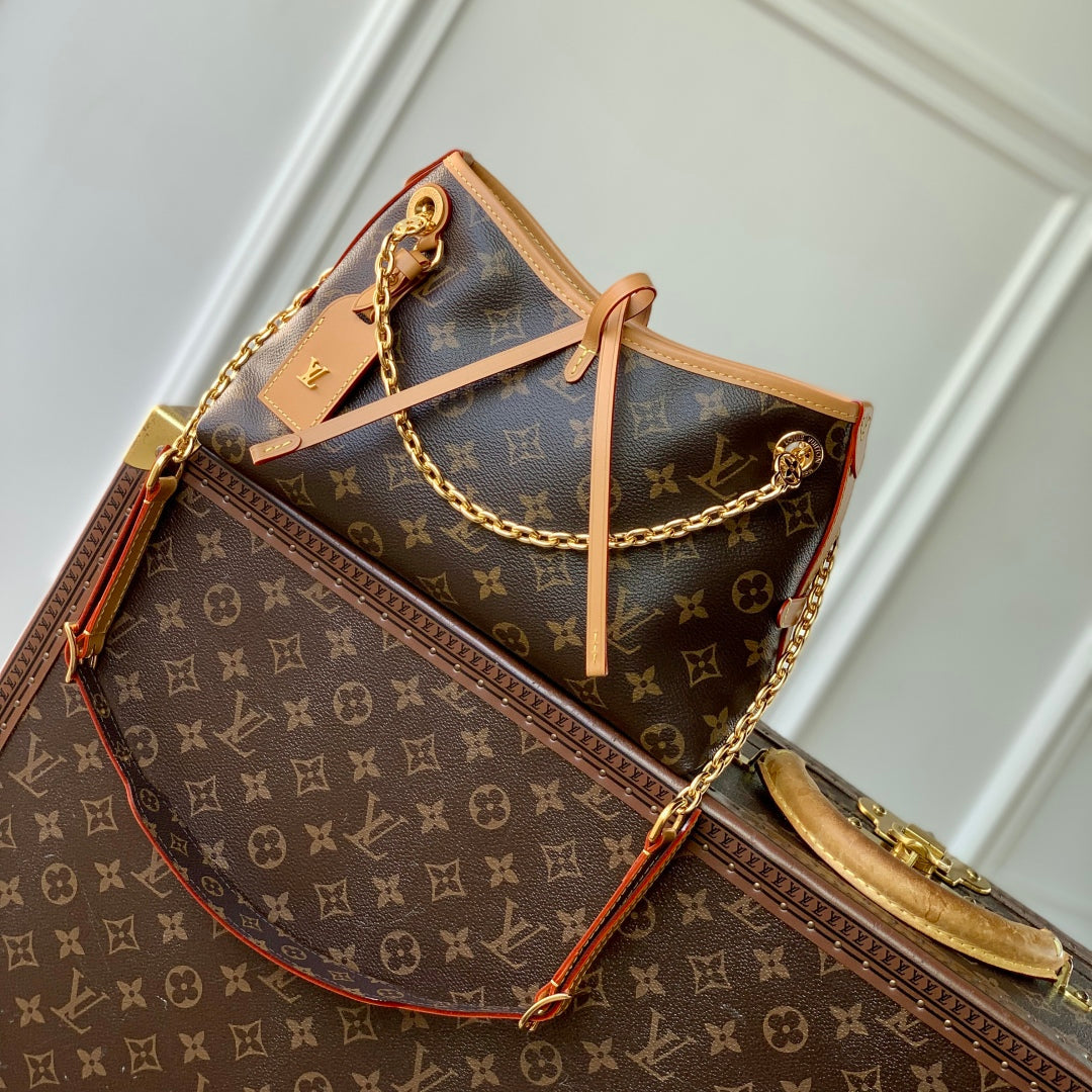 CARRY ALL 26 IN BROWN MONOGRAM CANVAS AND CALFSKIN GOLD HARDWARE