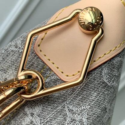 COUSSIN HOBO MM 38 IN GREY MONOGRAM DENIM