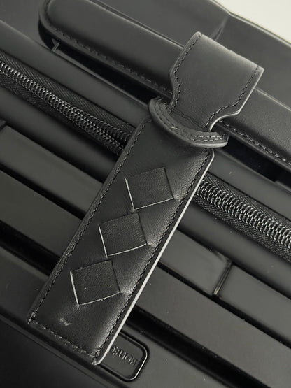 BOTTEGA VENETA 25S ODYSSEY CABIN 3D INTRECCIO PATTERN LUGGAGE 55 IN BLACK CALFSKIN