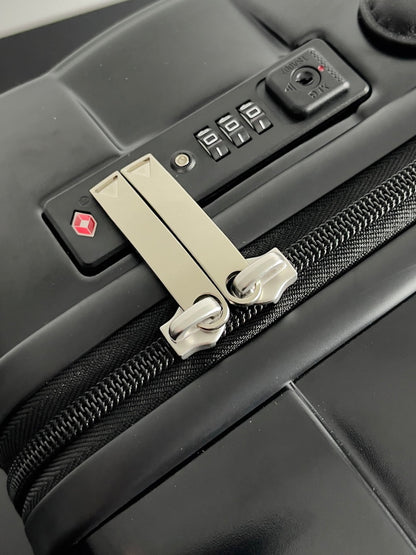 BOTTEGA VENETA 25S ODYSSEY CABIN 3D INTRECCIO PATTERN LUGGAGE 55 IN BLACK CALFSKIN