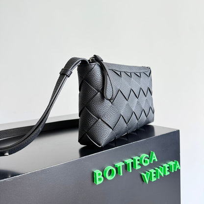 BOTTEGA VENETA 25S DIAGO 25 IN DARK OLIVE GRAY CALFSKIN SILVER HARDWARE