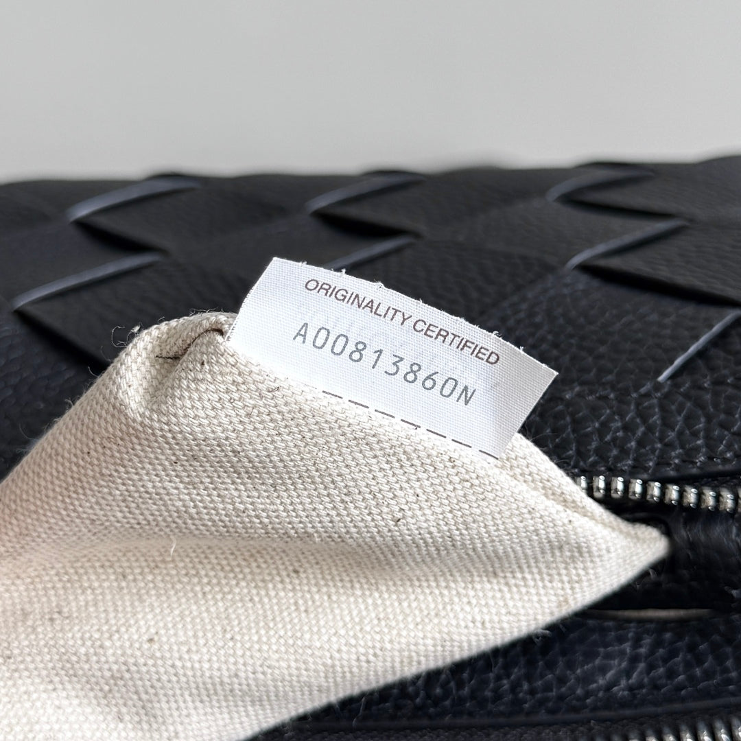 BOTTEGA VENETA 25S DIAGO 25 IN DARK OLIVE GRAY CALFSKIN SILVER HARDWARE