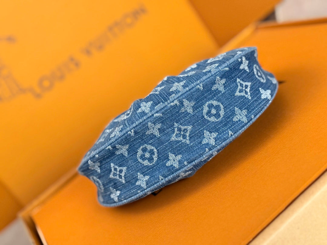 LV 25S POCHETTE VALLEY 21 IN BLUE DENIM MONOGRAM LEATHER TRIM GOLD HARDWARE
