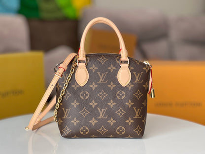 LV 25S LOCKIT BB 19 IN BROWN MONOGRAM COATED CANVAS GOLD HARDWARE