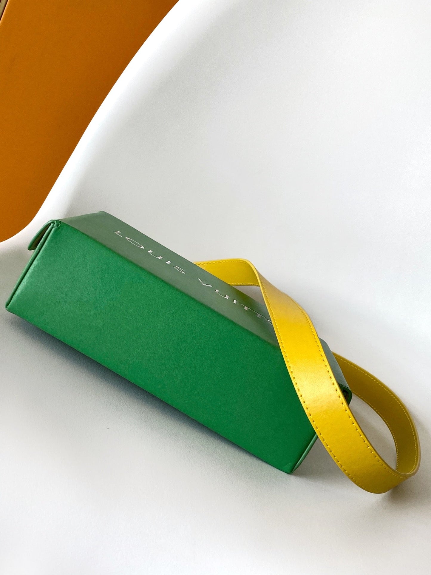 SHOPPER BAG 23 IN GREEN YELLOW CALFSKIN EMBROIDERED LOGO