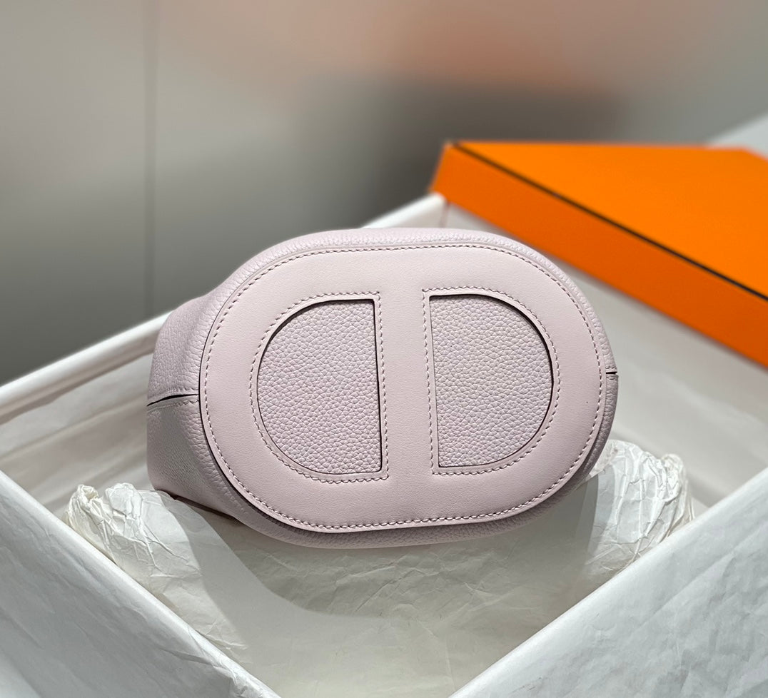 HERMES 25S IN THE LOOP 18 IN LIGHT PINK CALFSKIN SILVER HARDWARE