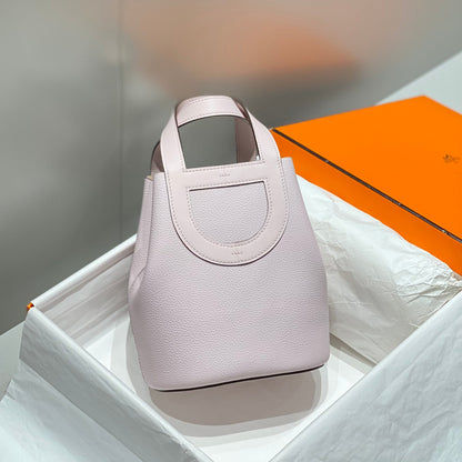 HERMES 25S IN THE LOOP 18 IN LIGHT PINK CALFSKIN SILVER HARDWARE