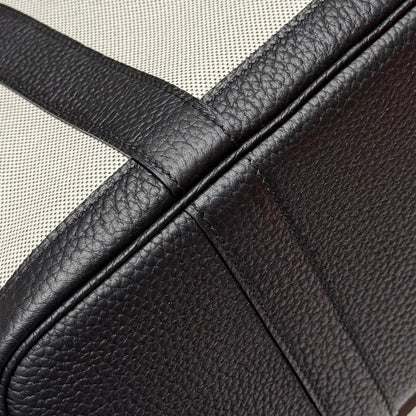 GARDEN PARTY 30CM IN WHITE TOILETS COTTON CANVAS AND BLACK CALFSKIN