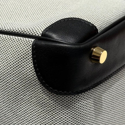 QUADRILLE BIRKIN 30CM IN BLACK SWIFT CALFSKIN WHITE TOILE CANVAS