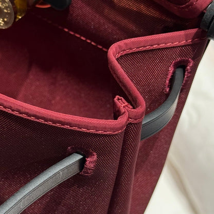 HERMES 25S MINI HERBAG 20 IN RED AND BLACK CANVAS GOLD HARDWARE