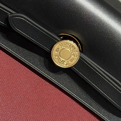 HERMES 25S MINI HERBAG 20 IN RED AND BLACK CANVAS GOLD HARDWARE