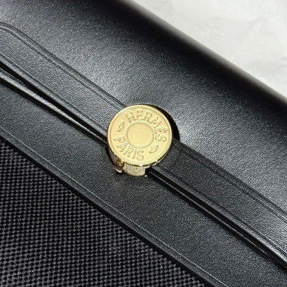 HERMES 25S MINI HERBAG 20 IN FULL BLACK CANVAS GOLD HARDWARE