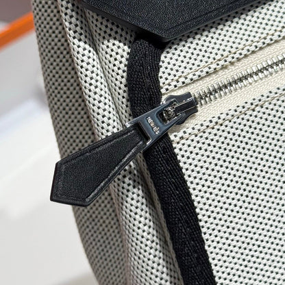 HERMES 25S MINI HERBAG 20 IN SAGE GRAY CANVAS SILVER HARDWARE