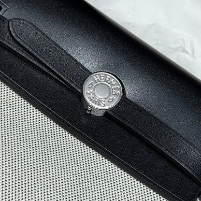 HERMES 25S MINI HERBAG 20 IN SAGE GRAY CANVAS SILVER HARDWARE