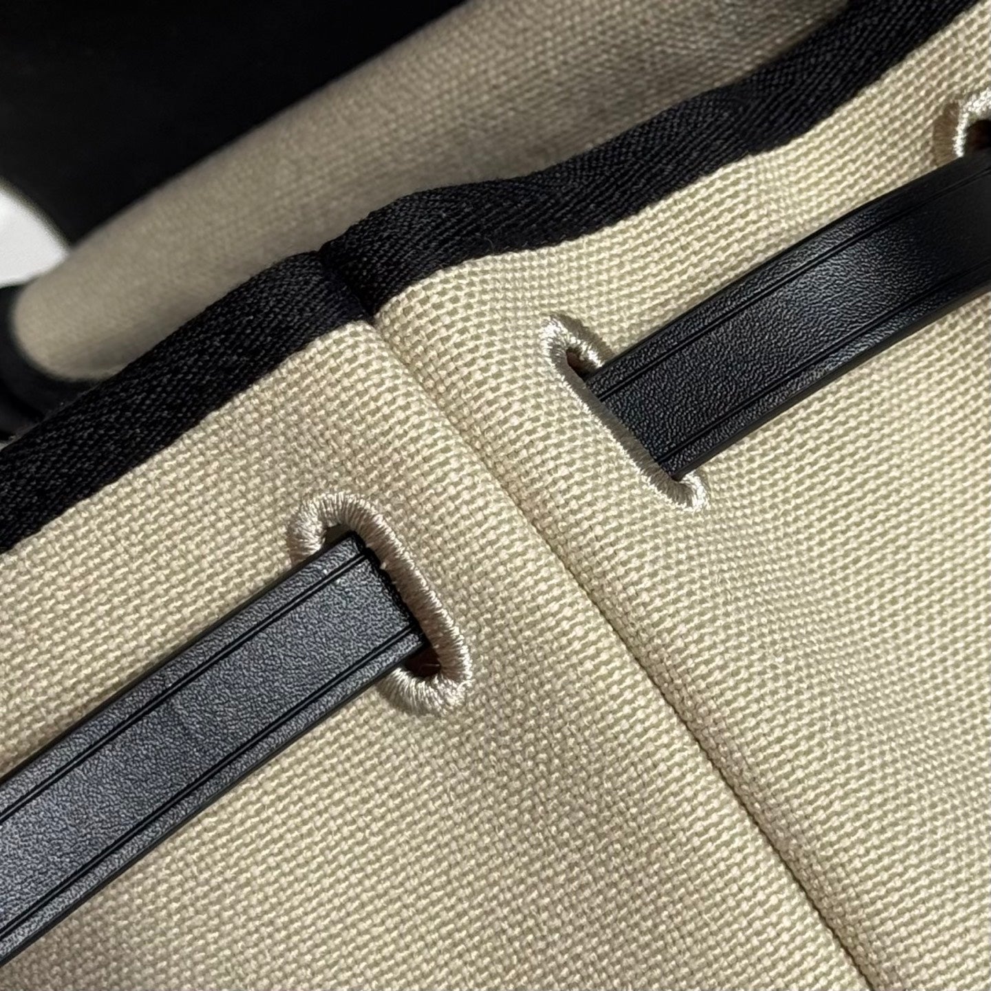 HERMES 25S MINI HERBAG 20 IN BEIGE AND BLACK CANVAS SILVER HARDWARE