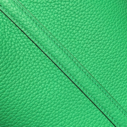 HERMES 25S PICOTIN LOCK 18 IN SPRING GREEN CALFSKIN SILVER HARDWARE