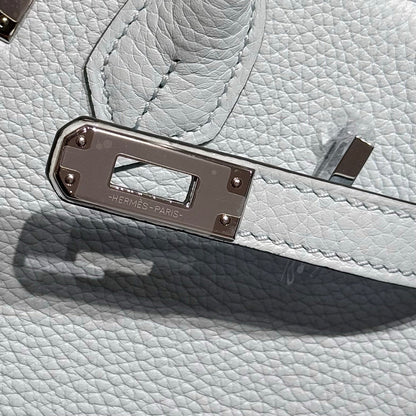 HERMES 25S MEDIUM BIRKIN 25 IN CLOUD BLUE CALFSKIN SILVER HARDWARE