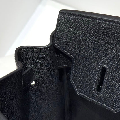 HERMES 25S SHOULDER BIRKIN 29 IN BLACK CALFSKIN SILVER HARDWARE