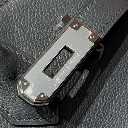 HERMES 25S SHOULDER BIRKIN 29 IN HAZE GRAY CALFSKIN SILVER HARDWARE