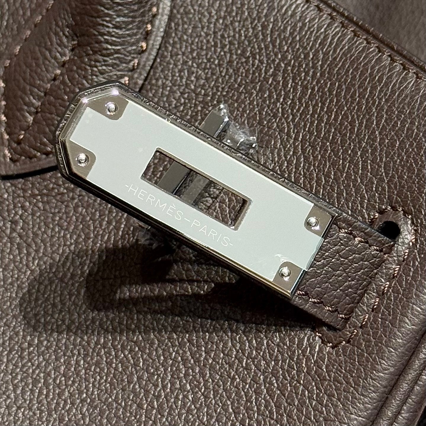 HERMES 25S SHOULDER BIRKIN 29 IN CHARCOAL BROWN CALFSKIN SILVER HARDWARE