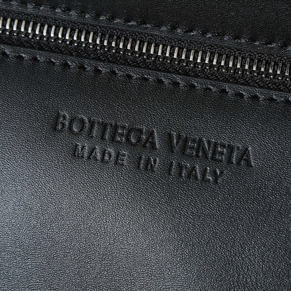BOTTEGA VENETA 25S DIAGO 22 IN BLACK CALFSKIN PATENT SILVER HARDWARE