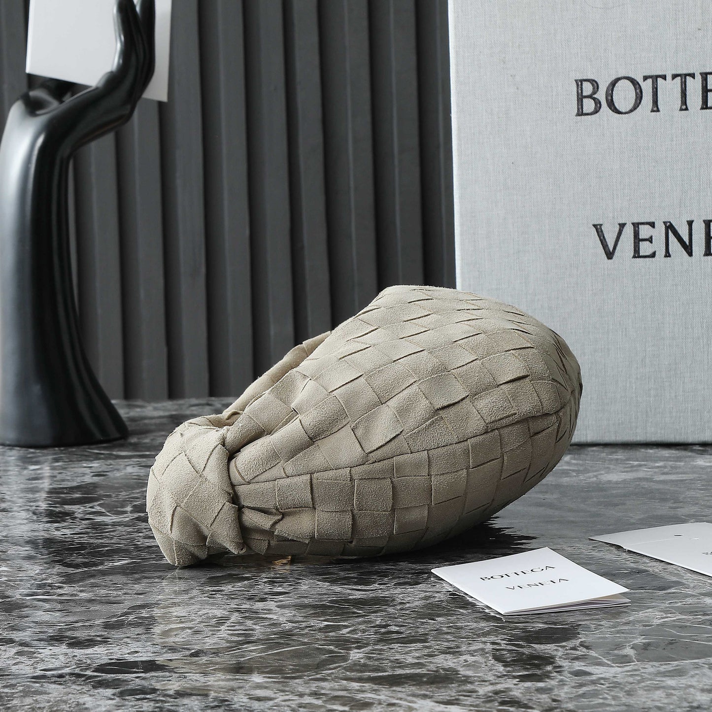 BOTTEGA VENETA 25S MINI JODIE 28 IN MUTED TAUPE SUEDE GOLD HARDWARE