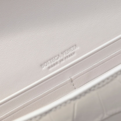 BV Long Clutch Andiamo 31 White Crocodile Calfskin Ghw