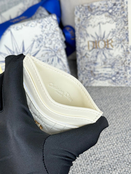 CARO FREESIA CARD HOLDER 10 IN WHITE CANNAGE CALFSKIN