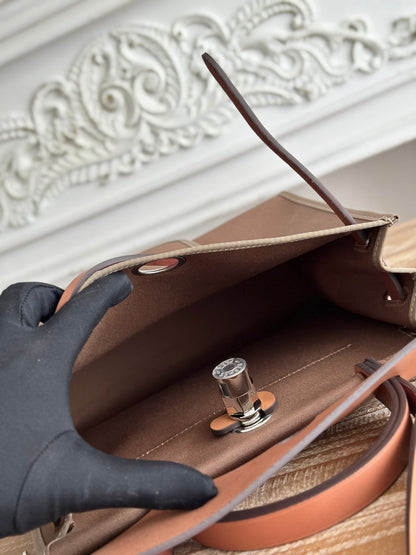 ZIP CABINE 31 BAG IN CHOCOLATE BROWN CANVAS AND BRONZE BROWN CALFSKIN