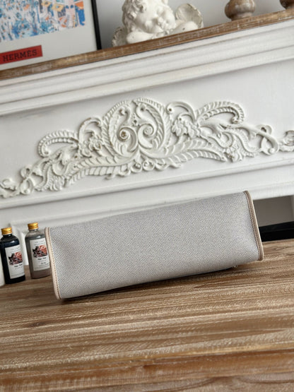 ZIP CABINE 31 BAG IN PALE GRAY CANVAS AND BLACK CALFSKIN