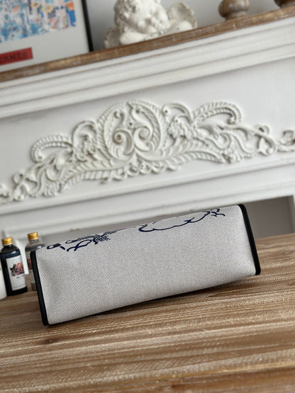 ZIP CABINE 31 BAG IN WHITE CANVAS AND BLACK CALFSKIN