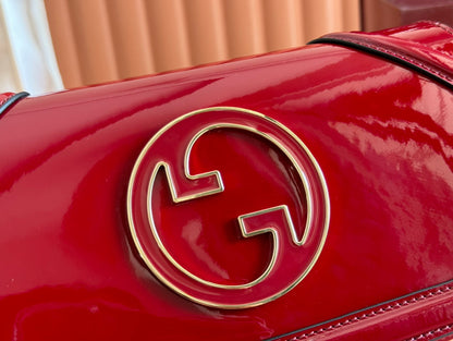 LARGE BLONDIE SHOULDER BAG 29.5 IN RED PATENT CALFSKIN