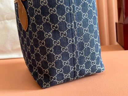 SMALL TOTISSIMA REVERSIBLE TOTE 22 IN DARK BLUE DENIM ONE SIDE BLUE SUEDE