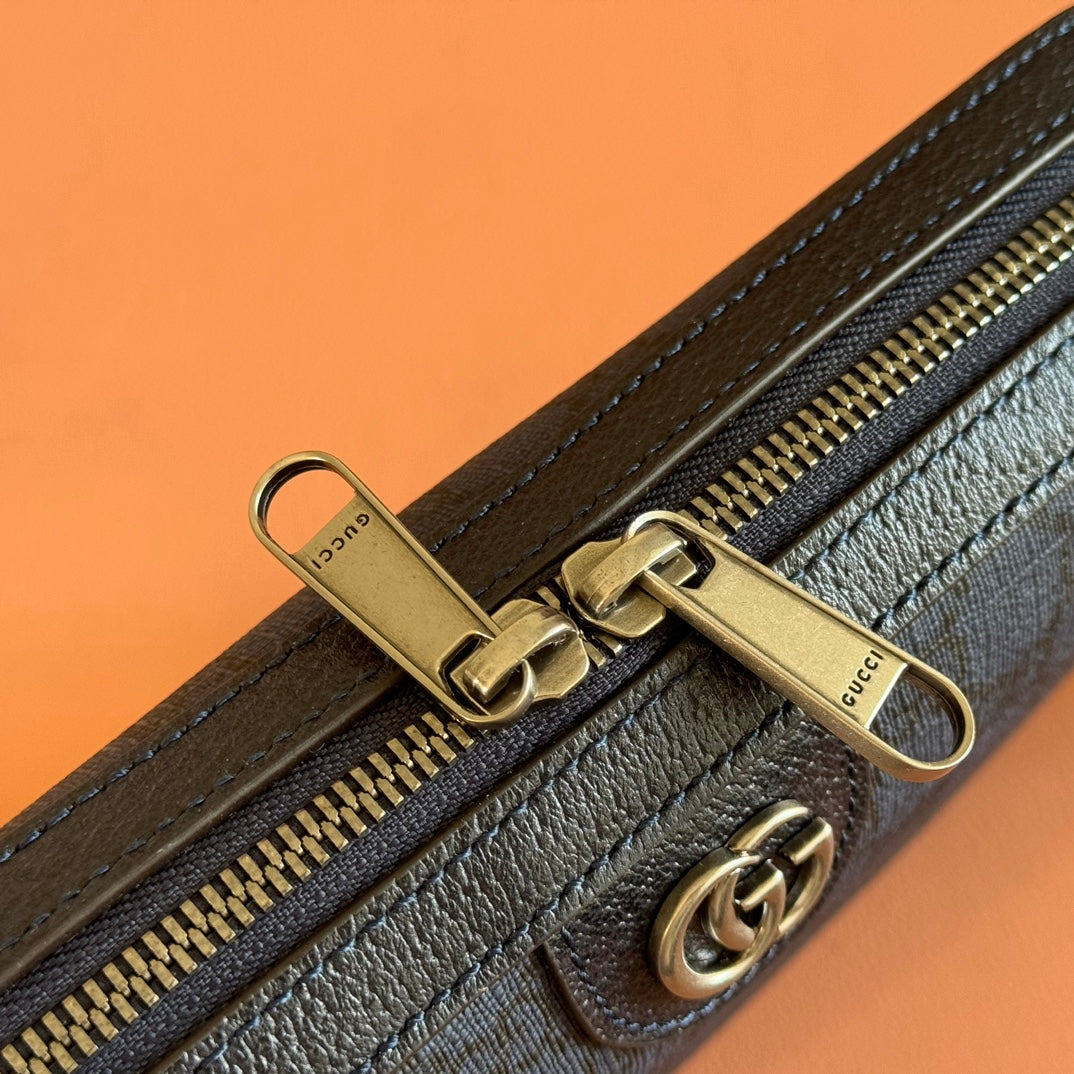 GUCCI OPHIDIA SMALL CROSSBODY BAG 24 NAVY BLUE MONOGRAM CANVAS