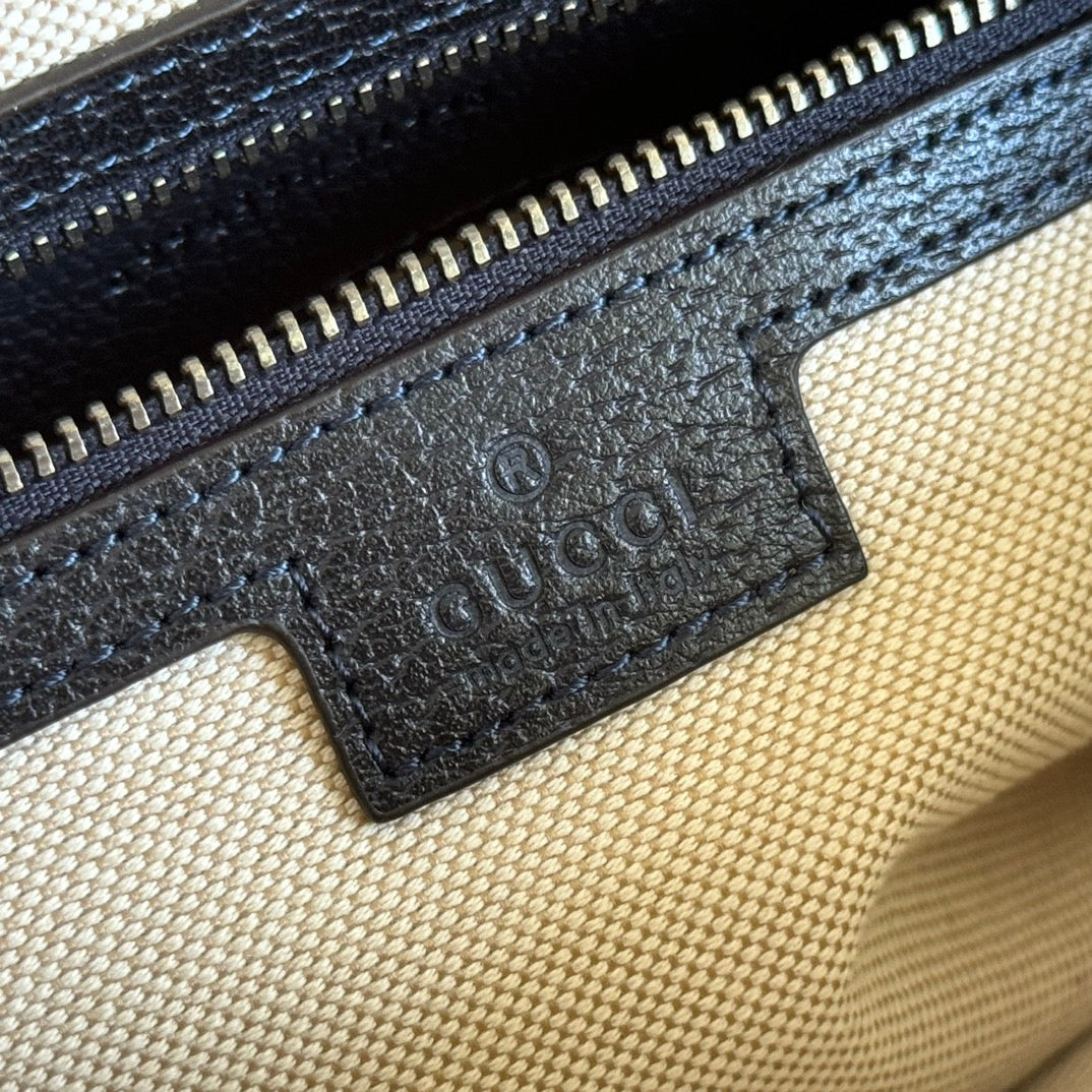 GUCCI OPHIDIA SMALL CROSSBODY BAG 24 NAVY BLUE MONOGRAM CANVAS