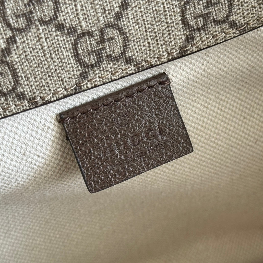 GUCCI NEO VINTAGE TIGER HEAD LARGE CROSSBODY BAG 30 IN CANVAS BROWN LEATHER TRIM