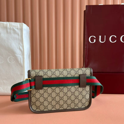 GUCCI NEO VINTAGE TIGER HEAD CROSSBODY BAG 24 IN CANVAS BROWN LEATHER TRIM