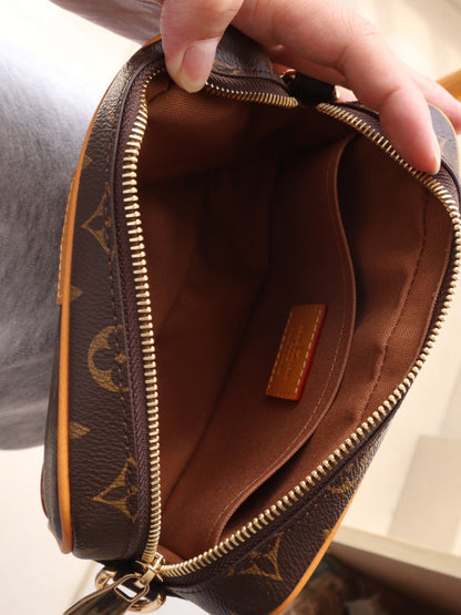 TROCADERO BAG 20 IN BROWN MIX ORANGE MONOGRAM ECLIPSE CANVAS