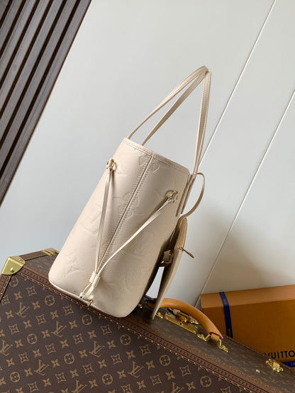 NEVERFULL 32 LIGHT BEIGE MONOGRAM EMPREINTE LEATHER