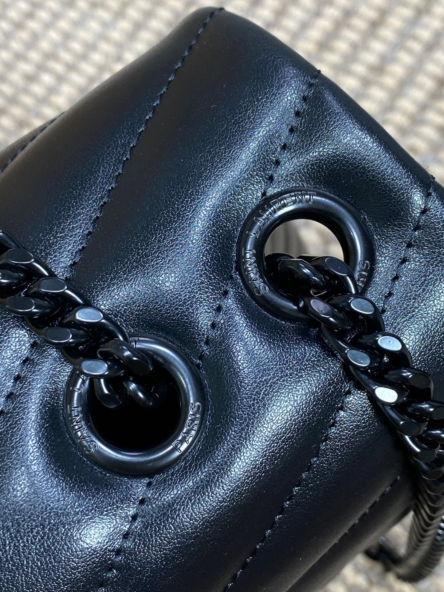 LOULOU SHOULDER BAG 32 IN BLACK QUILTED LAMBSKIN BLACK HARDWARE