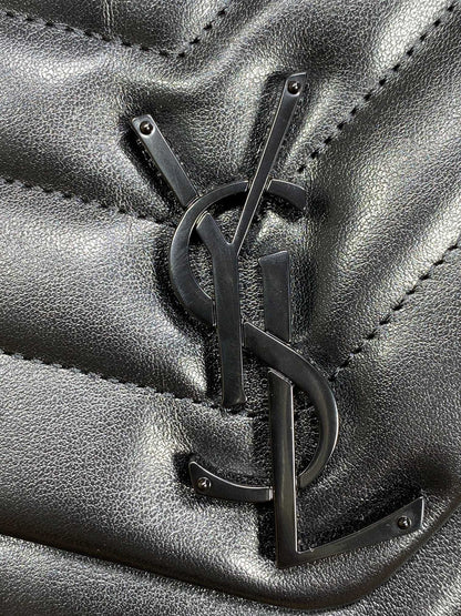 LOULOU SHOULDER BAG 32 IN BLACK QUILTED LAMBSKIN BLACK HARDWARE