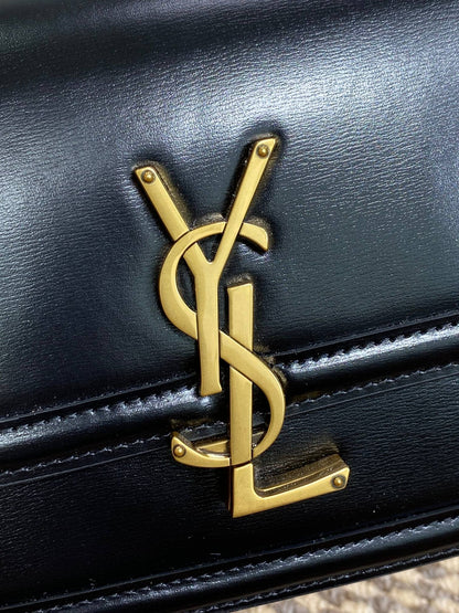 SOLFERINO SMALL SATCHEL 19 IN BLACK CALFSKIN GOLD HARDWARE