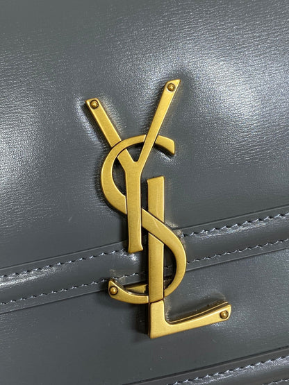 SOLFERINO SMALL SATCHEL 23 IN DARK GREY CALFSKIN GOLD HARDWARE