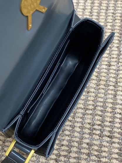 SOLFERINO SMALL SATCHEL 19 IN DARK GREY CALFSKIN GOLD HARDWARE