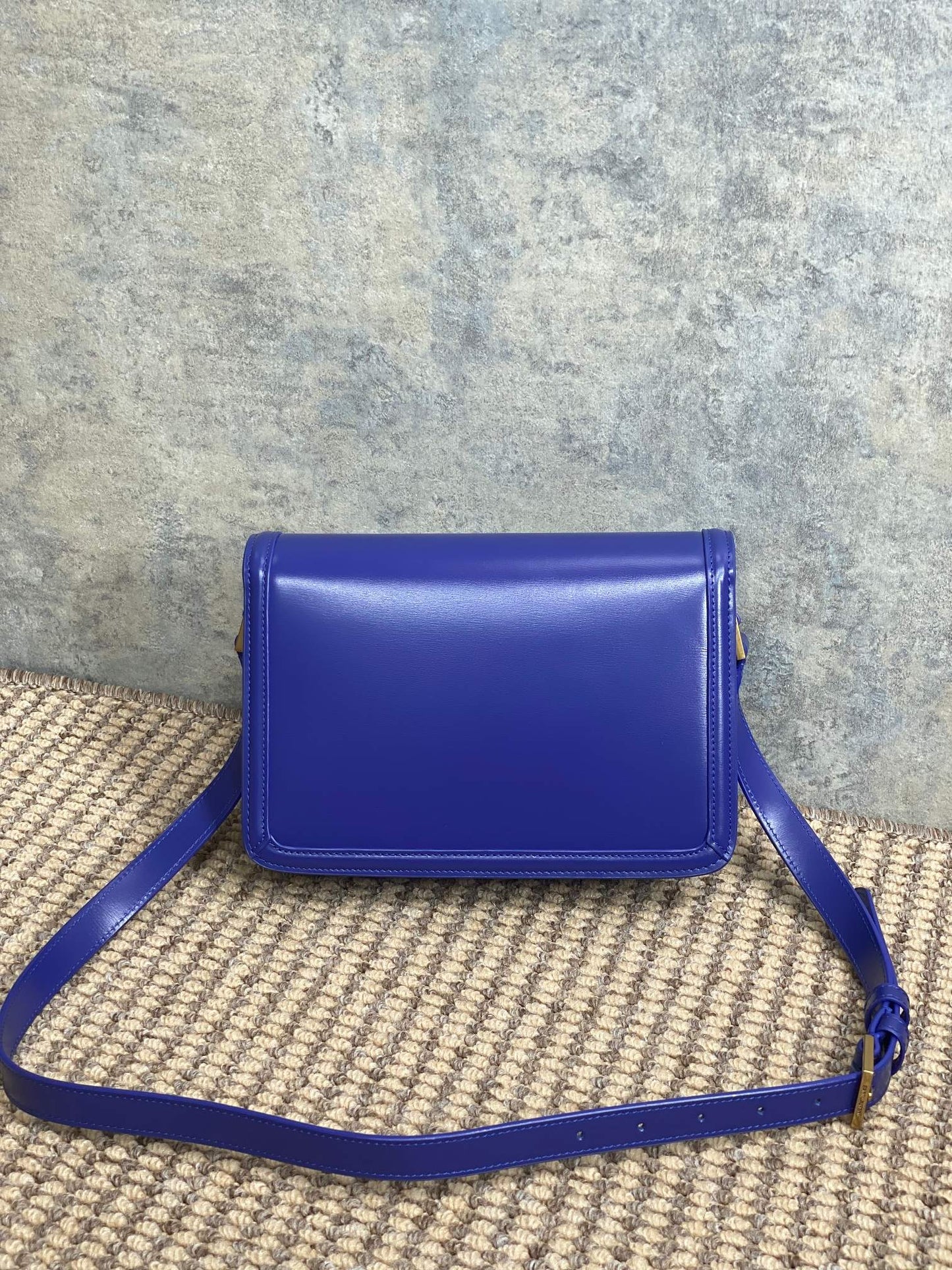 SOLFERINO SMALL SATCHEL 23 IN INDIGO BLUE CALFSKIN GOLD HARDWARE