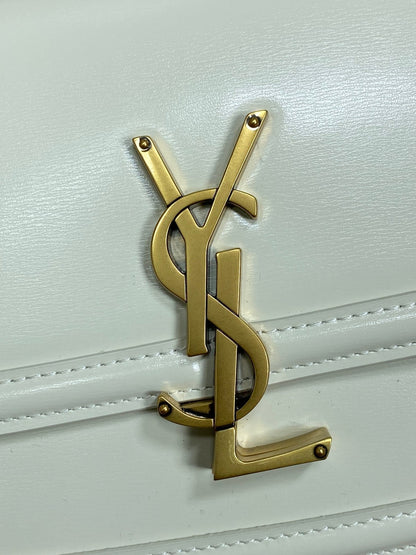 SOLFERINO SMALL SATCHEL 19 IN WHITE CALFSKIN GOLD HARDWARE