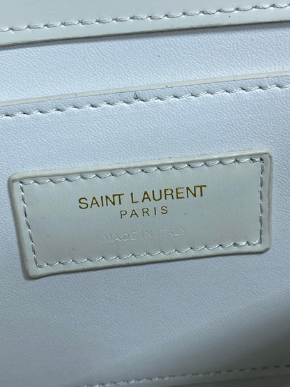 VOLTAIRE IN BOX SHOULDER BAG 21 IN WHITE CALFSKIN GOLD METALLIC