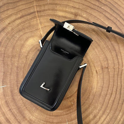SOLFERINO 18 BLACK CALFSKIN PHONE BAG